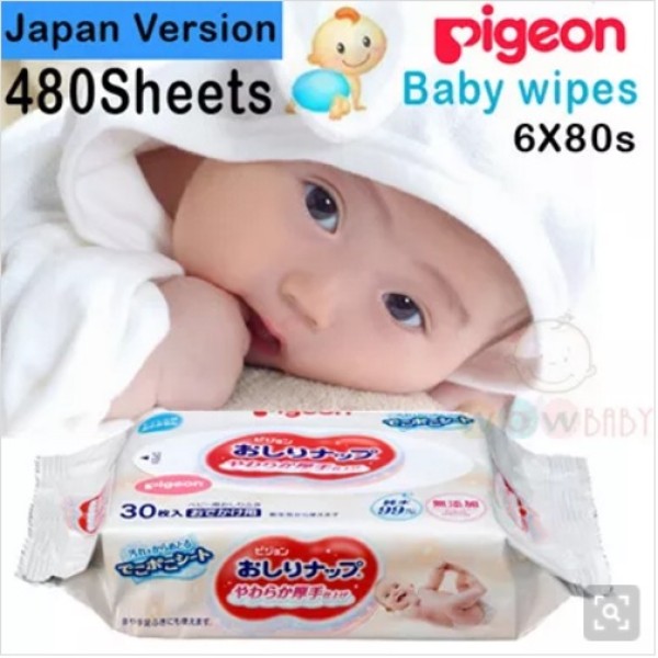 [Made in Japan] Pigeon Baby Wipes. 6X80S(480sheets). Japan Version